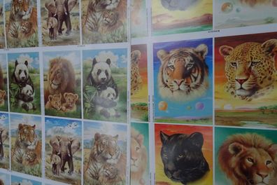Decoupage Papier Bogen 70 x 50 cm wilde Tiere Löwe Tiger Elefant Panda...