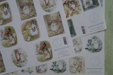 3x Decoupage Papier Bogen 70 x 50 cm Beatrix potter Frederic Warne Roger Rabbit 1999