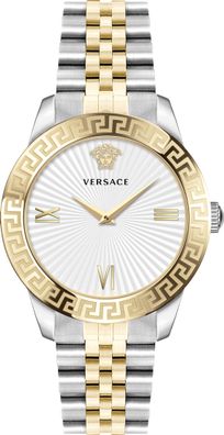 Versace VEVC00519 Greca Signature Lady weiss silber gold Edelstahl Damen Uhr NEU