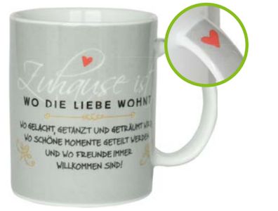 Porzellan-Tasse Becher mit Motivdruck "Zuhause ist, wo Liebe" 44915 Sheepworld
