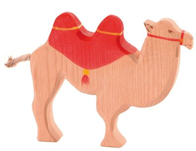 Ostheimer Kamel natur mit rotem Sattel Krippenfigur Weihnachten Holztier 42191