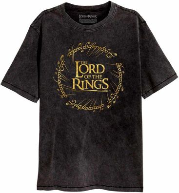 Lord Of The Rings - Gold Foil Logo T-Shirt Vintage Black