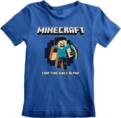 Minecraft - Crafting Since Alpha (Kids) Jungen Kinder T-Shirt Blue