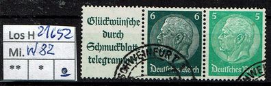 Los H21652: Deutsches Reich Mi. W 82, gest.