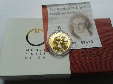 50 euro 2005 Österreich Beethoven Gold 10g 986 Dukatengold