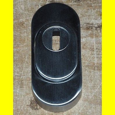 Edelstahl-PZ-Schutzrosette mit Kernziehschutz für Rohrrahmentüren, oval