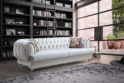 Weißer Chesterfield Dreisitzer Modernes Sofa Stilvolle Wohnzimmer Couch