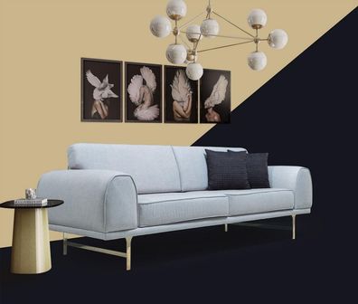 Grauer Moderner 3-Sitzer Designer Wohnzimmer Couch Luxus Polstersofa