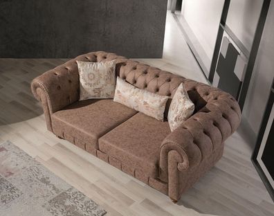 Stilvoller Brauner Chesterfield Zweisitzer Designer 2-er 2-Sitzer Couch