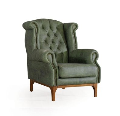 Grüner Chesterfield Luxus Sessel Polstersessel Designer Armlehnensessel