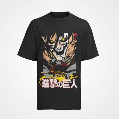 Herren T-Shirt Bio Baumwolle Anime Anime AOT Cool Eren Jäger titan Transformatio