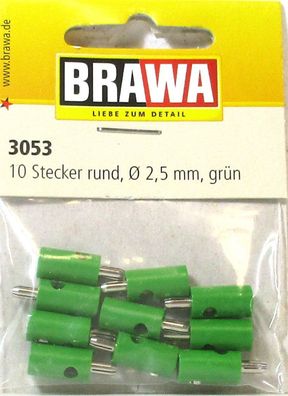 Brawa 3053 Stecker rund 2,5 mm grün 10 Stück OVP - NEU -