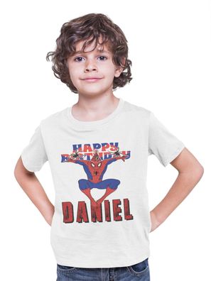 Top Bio Baumwolle Kinder T-Shirt Spiderman Geburtstag Personalisiert Spider man