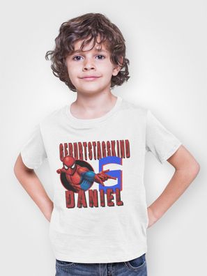 GB Bio Baumwolle Kinder T-Shirt Spiderman Geburtstag Personalisiert Spinnenmann