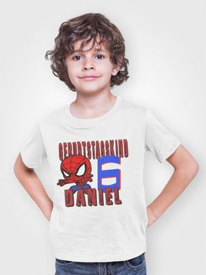 New Bio Baumwolle Kinder T-Shirt Spiderman Geburtstag Personalisiert Birthday