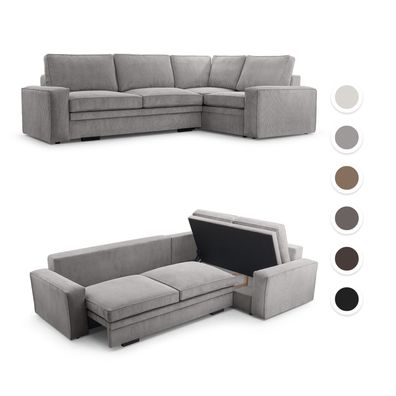 FEDVE Ecksofa Kellas L Form Sofa mit Schlaffunktion Bettkästen Couch Sofagarnitur