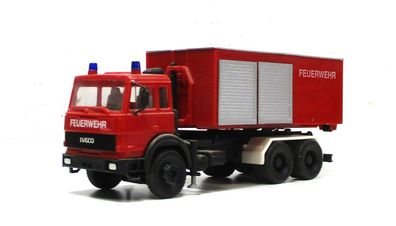 Modellauto H0 Herpa LKW Iveco Absetzcontainer Feuerwehr