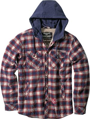 WCC West Coast Choppers Flannel Jacket Sherpa Lined - Navy/ Red