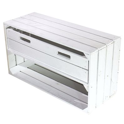 Breite Kiste "Tosca" in weiß mit Schublade 68x40x31