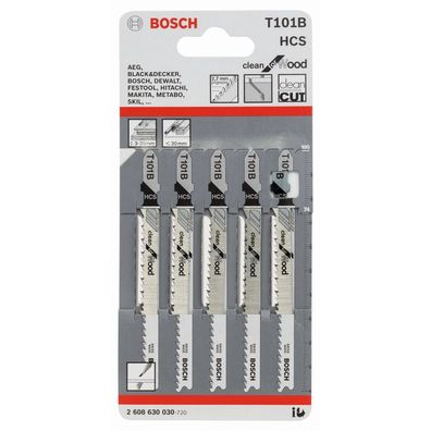 Bosch Stichsägeblätter T 101 B HCS Clean for Wood 5 Stück 2 608 630 030