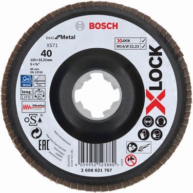 Bosch X-LOCK Fächerscheibe BfM 125 mm K40 Best for Metal Long Life 2608621767