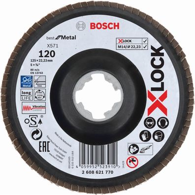 Bosch X-LOCK Fächerscheibe BfM 125 mm K120 Best for Metal Long Life 2608621770