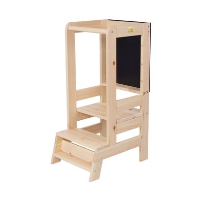 MeowBaby® Lernturm Küchenhelfer mit einer Tafel für Kinder Kitchen Helper, Naturholz