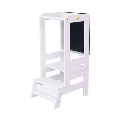 MeowBaby® Lernturm Küchenhelfer mit einer Tafel für Kinder Kitchen Helper, Weiß