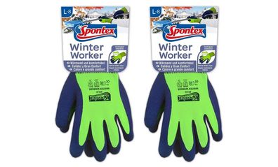 Spontex 2er Pack Größe L (blau oder grün) Winter Worker Handschuhe Arbeitshandschuhe