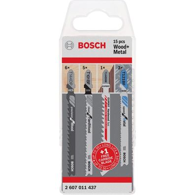 Bosch Stichsägeblatt Set Stichsäge Holz und Metall T-Schaft 15teilig 2607011437