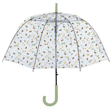 Esschert Design Regenschirm Automatik transparent mit Bienenmuster Ø 83 cm