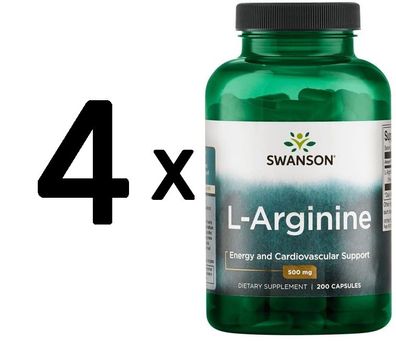 4 x L-Arginine, 500mg - 200 caps