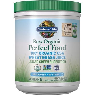 Perfect Food RAW Organic 100% Organic USA Wheat Grass Juice - 240g
