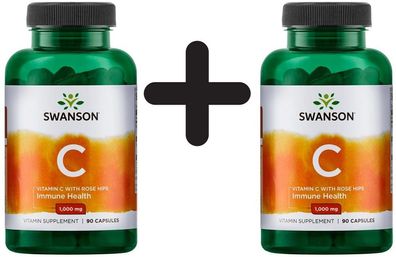 2 x Vitamin C with Rose Hips, 1000mg - 90 caps
