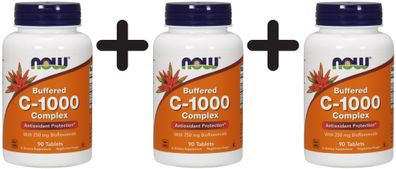 3 x Vitamin C-1000 Complex - Buffered with 250mg Bioflavonoids - 90 tabs