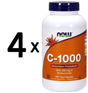 4 x Vitamin C-1000 with 100mg Bioflavonids - 250 vcaps
