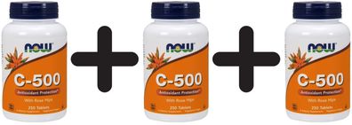 3 x Vitamin C-500 with Rose Hips - 250 tablets