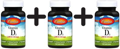 3 x Vitamin D3, 2000 IU - 120 softgels
