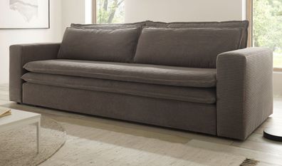 Sofa 3-Sitzer mit Bettfunktion Schlafsofa in Cord braun Couch mit Bettkasten Pesaro