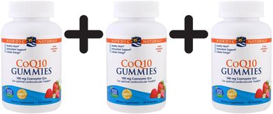 3 x CoQ10 Gummies, 100mg Strawberry - 60 gummies