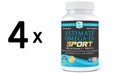 4 x Ultimate Omega-D3 Sport, 1480mg Lemon - 60 softgels