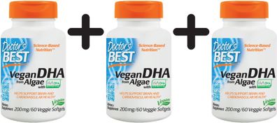 3 x Vegetarian DHA from Algae, 200mg - 60 veggie softgels