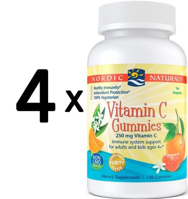 4 x Vitamin C Gummies, 250mg Tangerine - 120 gummies