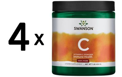 4 x Vitamin C Powder, 100% Pure - 454g