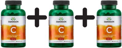 3 x Vitamin C with Rose Hips, 1000mg - 90 caps