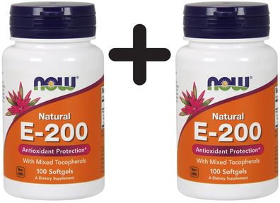 2 x Vitamin E-200, Natural (Mixed Tocopherols) - 100 softgels