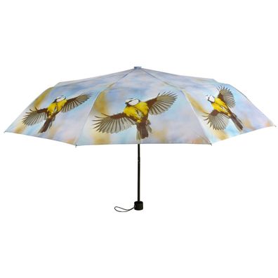 Esschert Design Regenschirm mit Blaumeisen Motiv zusammenfaltbar