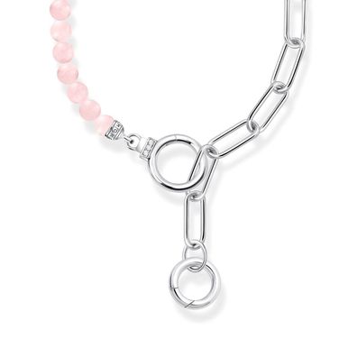 Thomas Sabo Schmuck Damen-Kette mit Rosenquarz-Beads Silber KE2193-035-9-L47V