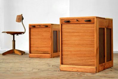 1 Paar Rollladenschrank Alt Sideboard Antik Lowboard Büromöbel Holz Vintage Bauhaus