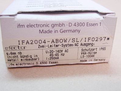 ifm IFA 2004-ABOW/ SL/ IF0297 Näherungsschalter ungebraucht